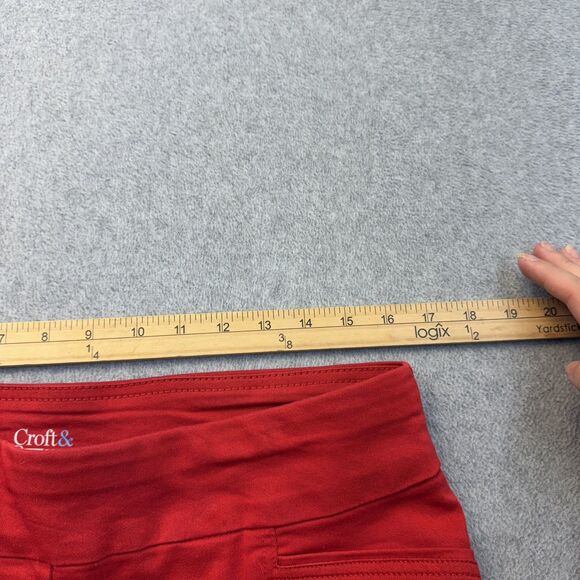 Croft Barrow Pants Women's 12 Red Capri Embroidered Hem Pull On Comfort Stretch - Picture 8 of 10